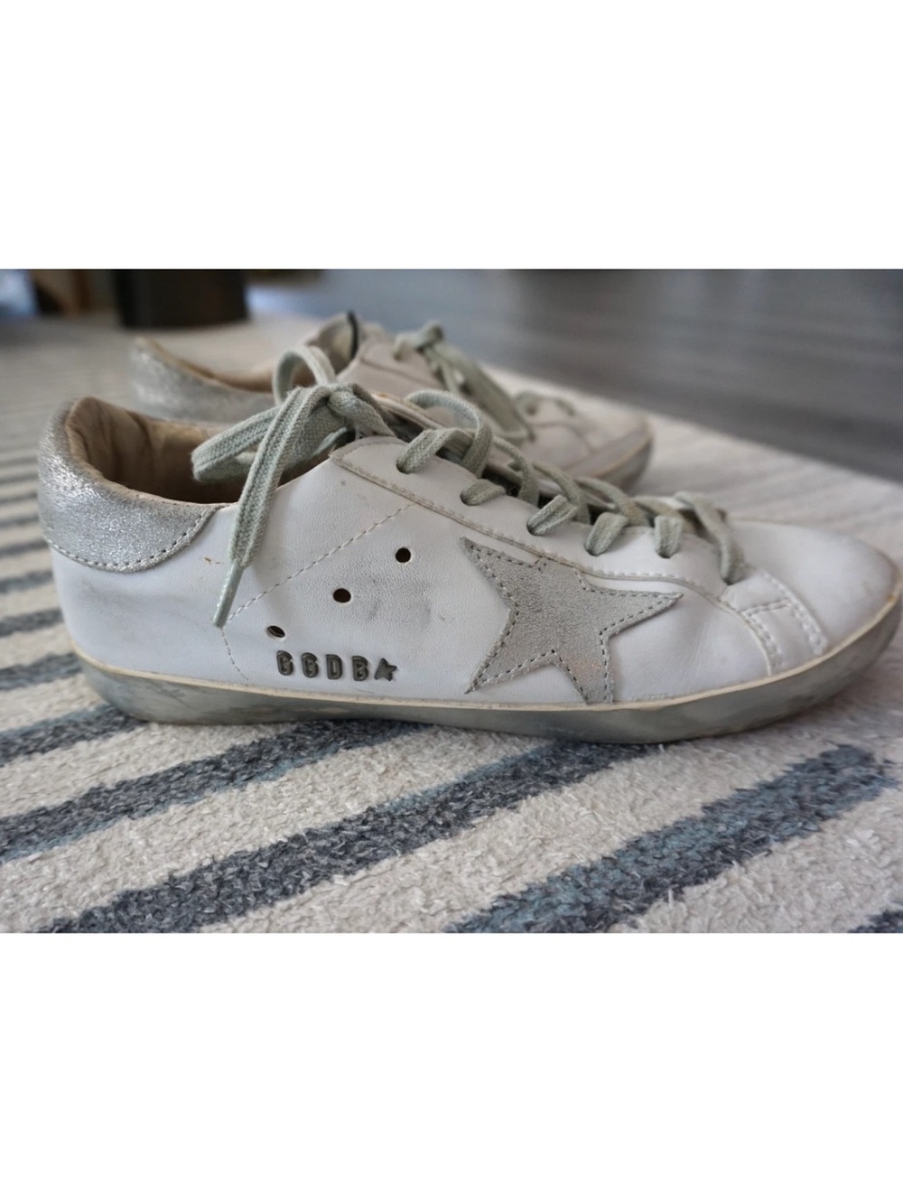 GGDB Golden Goose Deluxe Superstar Sneakers White Silver Womens EU 38
